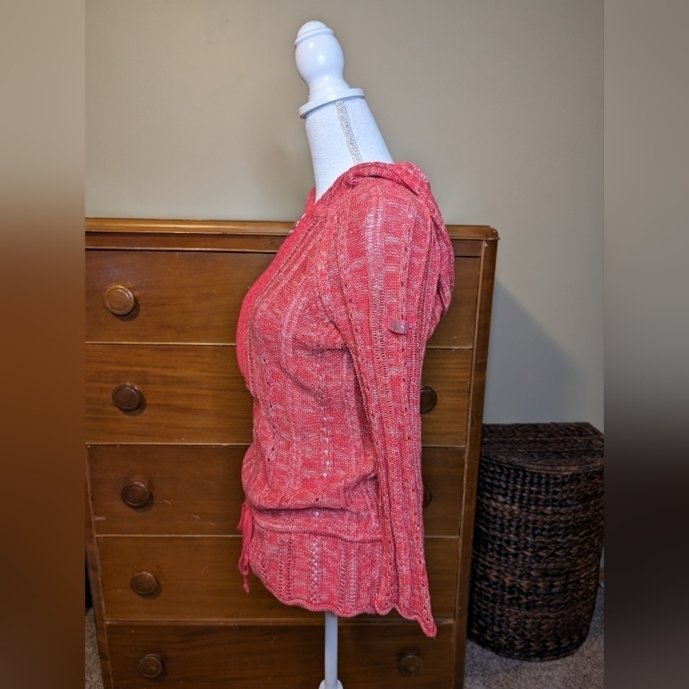 DKNY HOODED Half Zip WINTER Holiday Sweater SZ M - Picture 4 of 15